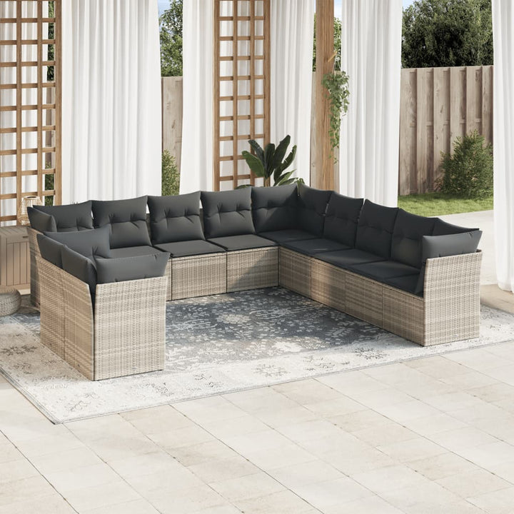 Loungegrupp För Trädgården M. Dynor 11 Delar Beige Konstrotting