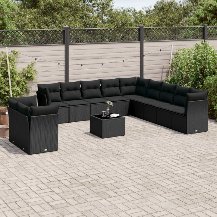 Loungegrupp För Trädgården M. Dynor 11 Delar Beige Konstrotting