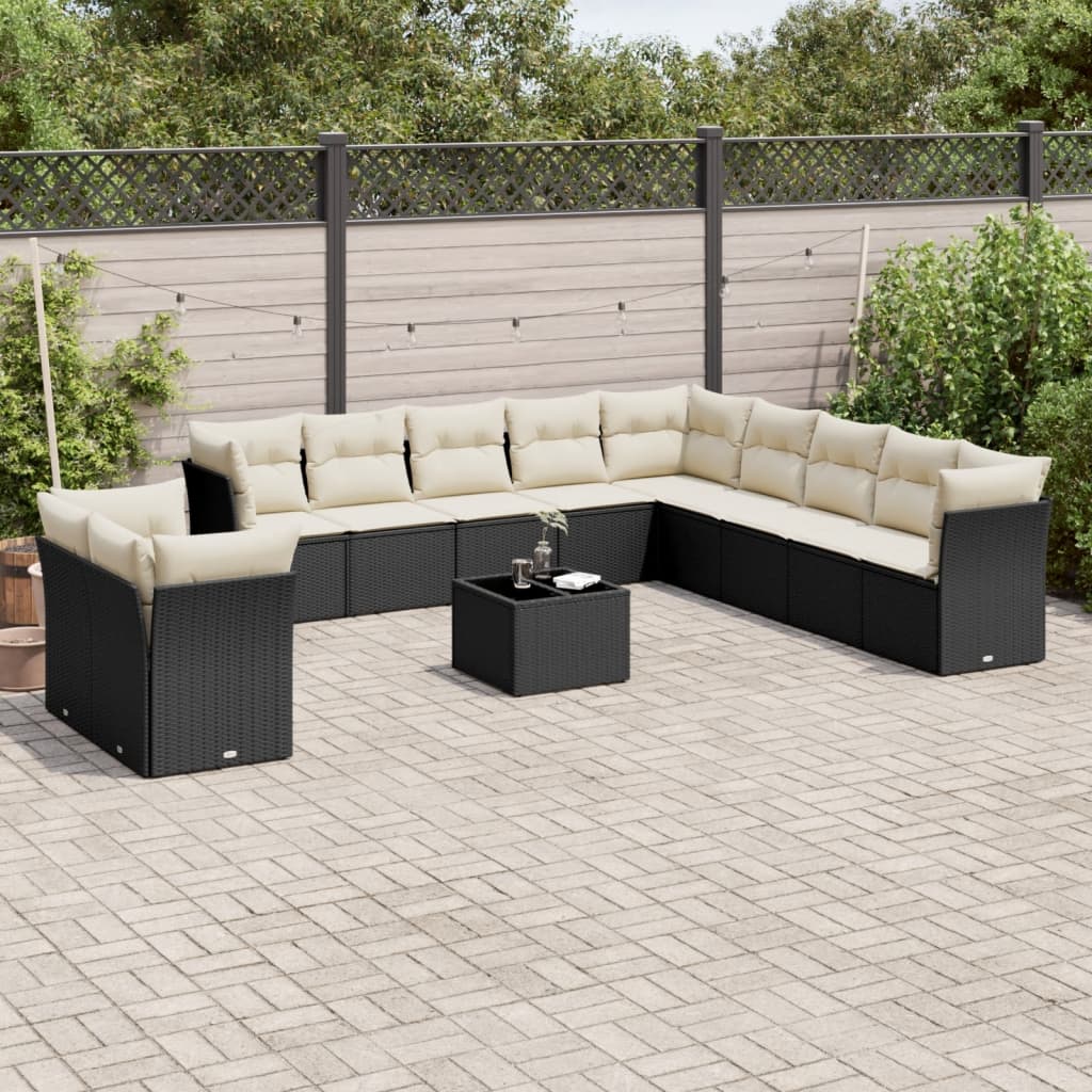 Loungegrupp För Trädgården M. Dynor 11 Delar Beige Konstrotting