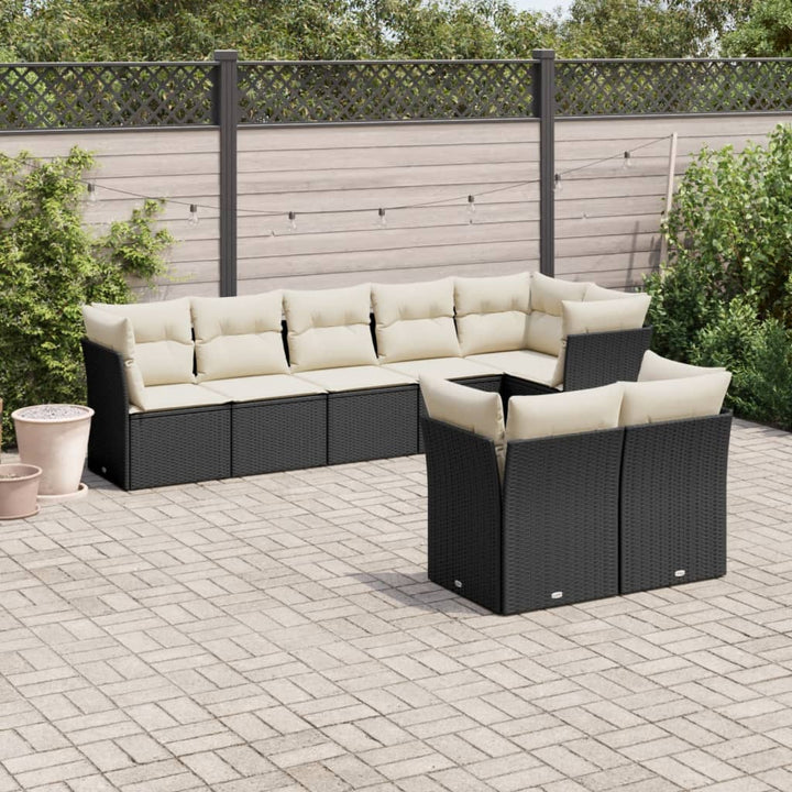 Matgrupp För Trädgården Med Dynor 8 Delar Beige Konstrotting