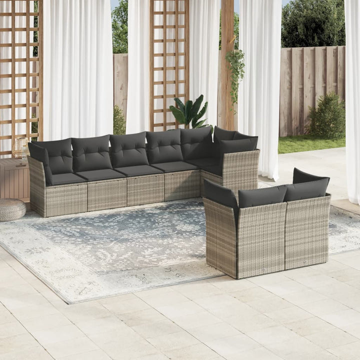 Matgrupp För Trädgården Med Dynor 8 Delar Beige Konstrotting