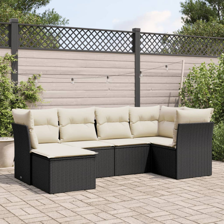 Soffgrupp För Trädgården Med Dynor 6 Delar Beige Konstrotting