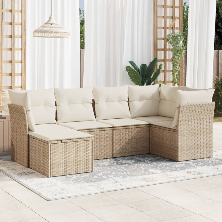 Soffgrupp För Trädgården Med Dynor 6 Delar Beige Konstrotting