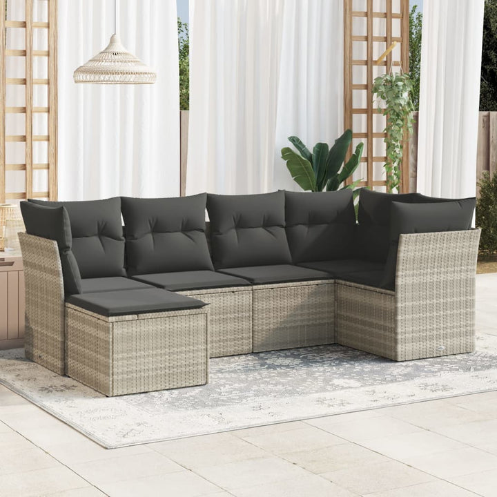 Soffgrupp För Trädgården Med Dynor 6 Delar Beige Konstrotting