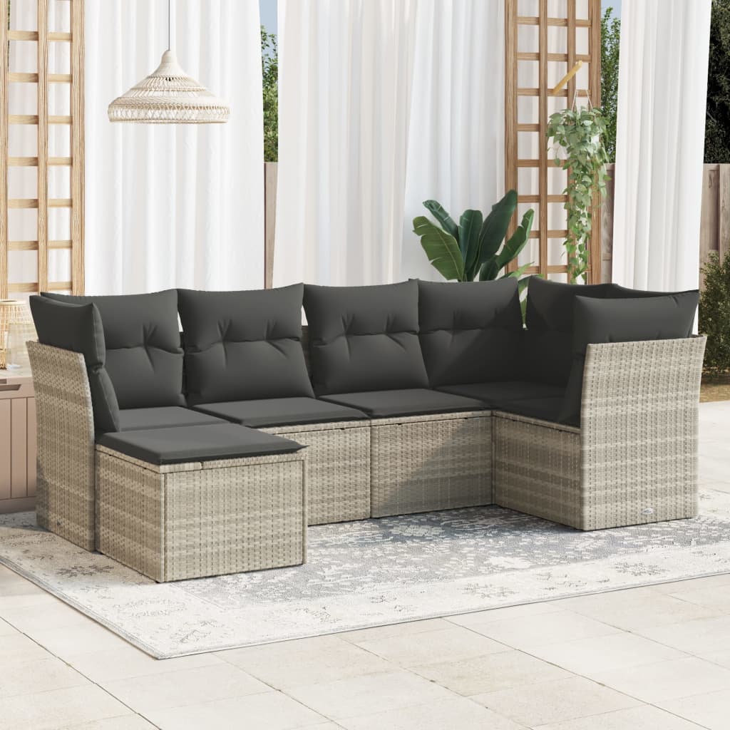 Soffgrupp För Trädgården Med Dynor 6 Delar Beige Konstrotting