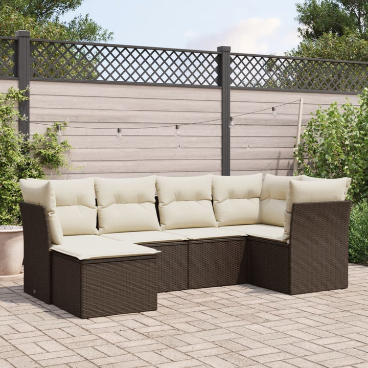 Soffgrupp För Trädgården Med Dynor 6 Delar Beige Konstrotting