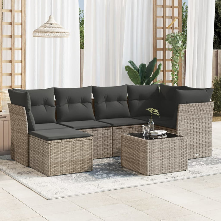 Soffgrupp För Trädgården Med Dynor 6 Delar Beige Konstrotting