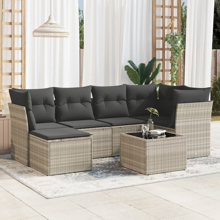 Soffgrupp För Trädgården Med Dynor 6 Delar Beige Konstrotting