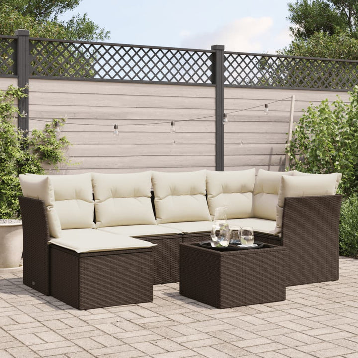 Soffgrupp För Trädgården Med Dynor 6 Delar Beige Konstrotting