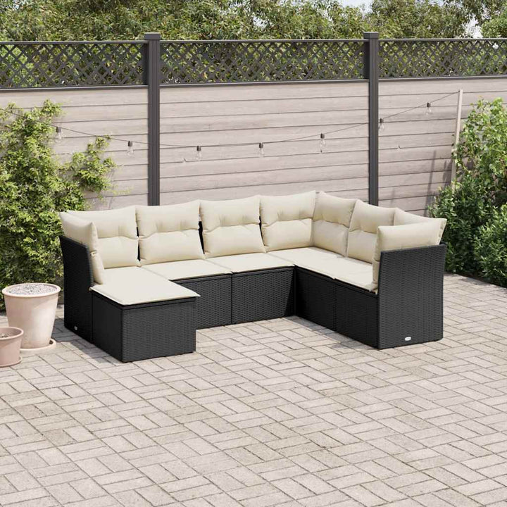 Matgrupp För Trädgården Med Dynor 7 Delar Beige Konstrotting
