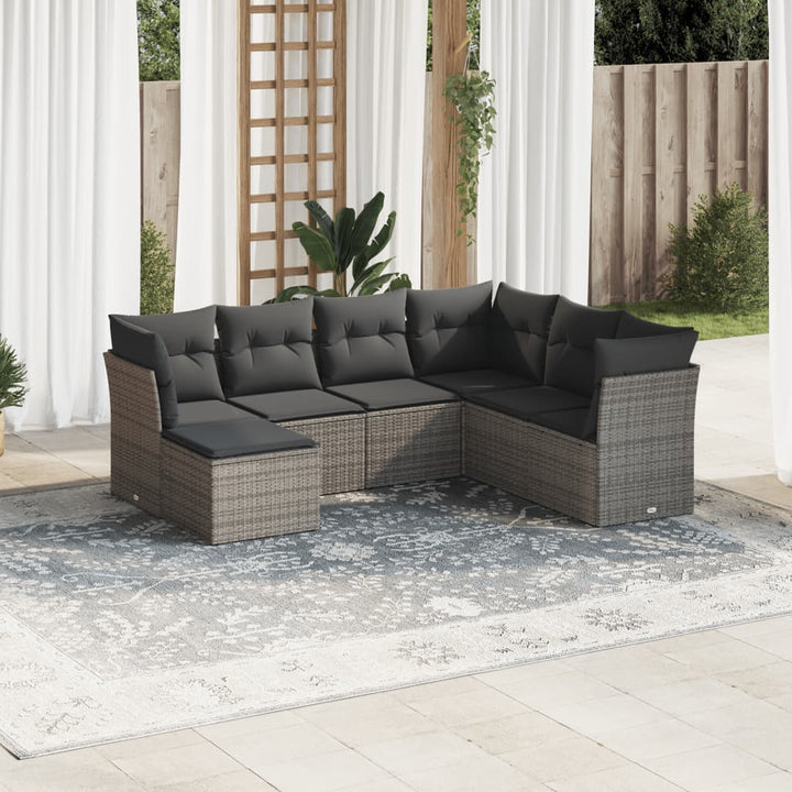 Matgrupp För Trädgården Med Dynor 7 Delar Beige Konstrotting