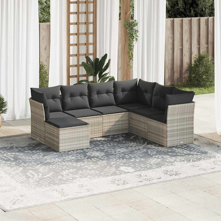 Matgrupp För Trädgården Med Dynor 7 Delar Beige Konstrotting