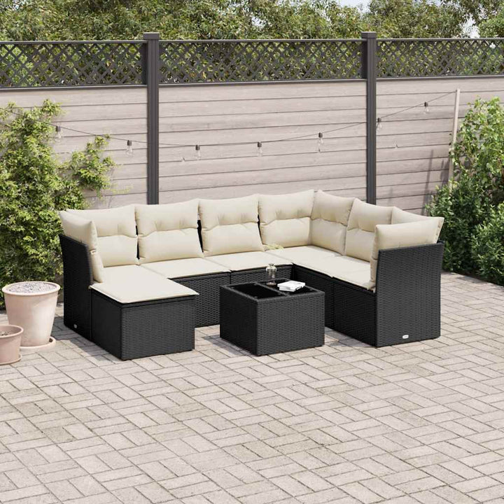 Matgrupp För Trädgården Med Dynor 7 Delar Beige Konstrotting