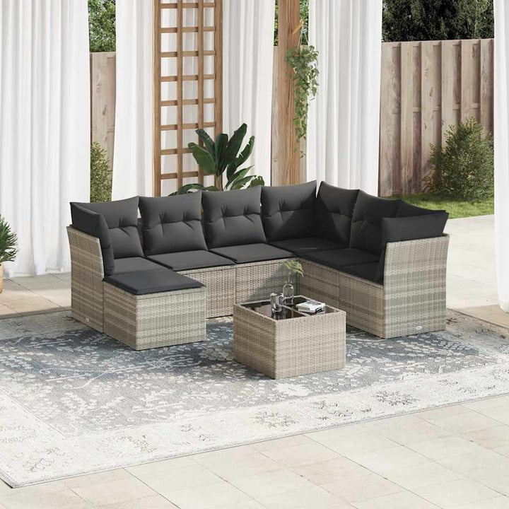 Matgrupp För Trädgården Med Dynor 7 Delar Beige Konstrotting
