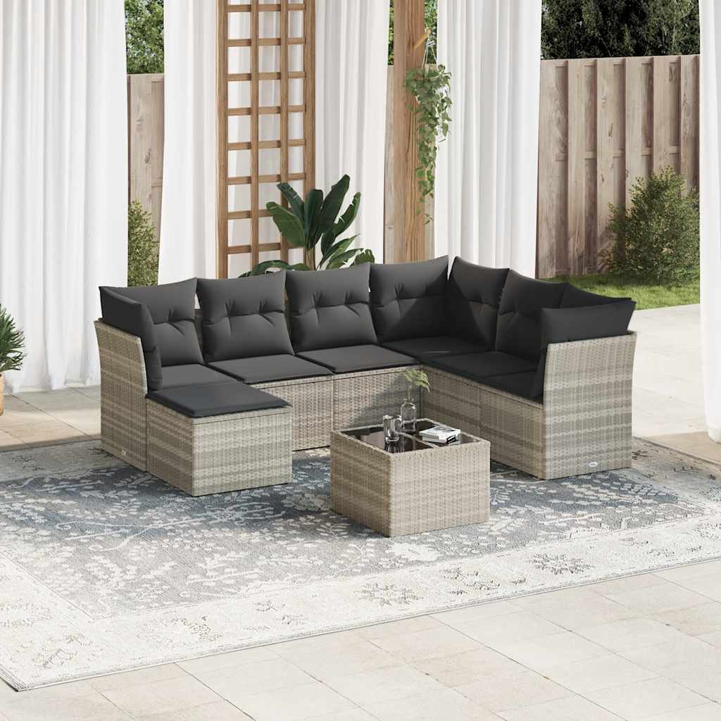 Matgrupp För Trädgården Med Dynor 7 Delar Beige Konstrotting