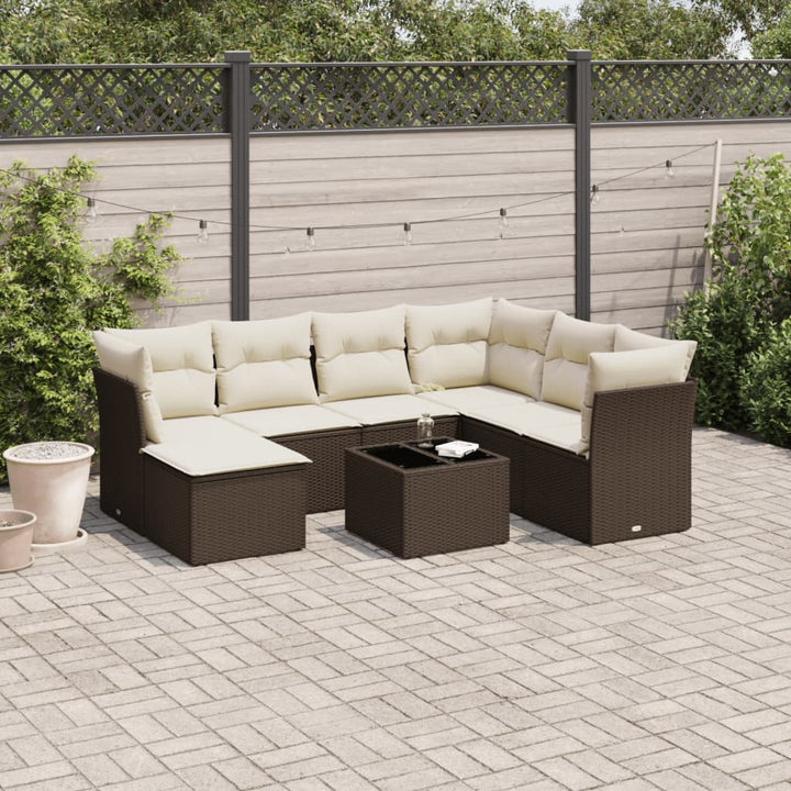 Matgrupp För Trädgården Med Dynor 7 Delar Beige Konstrotting
