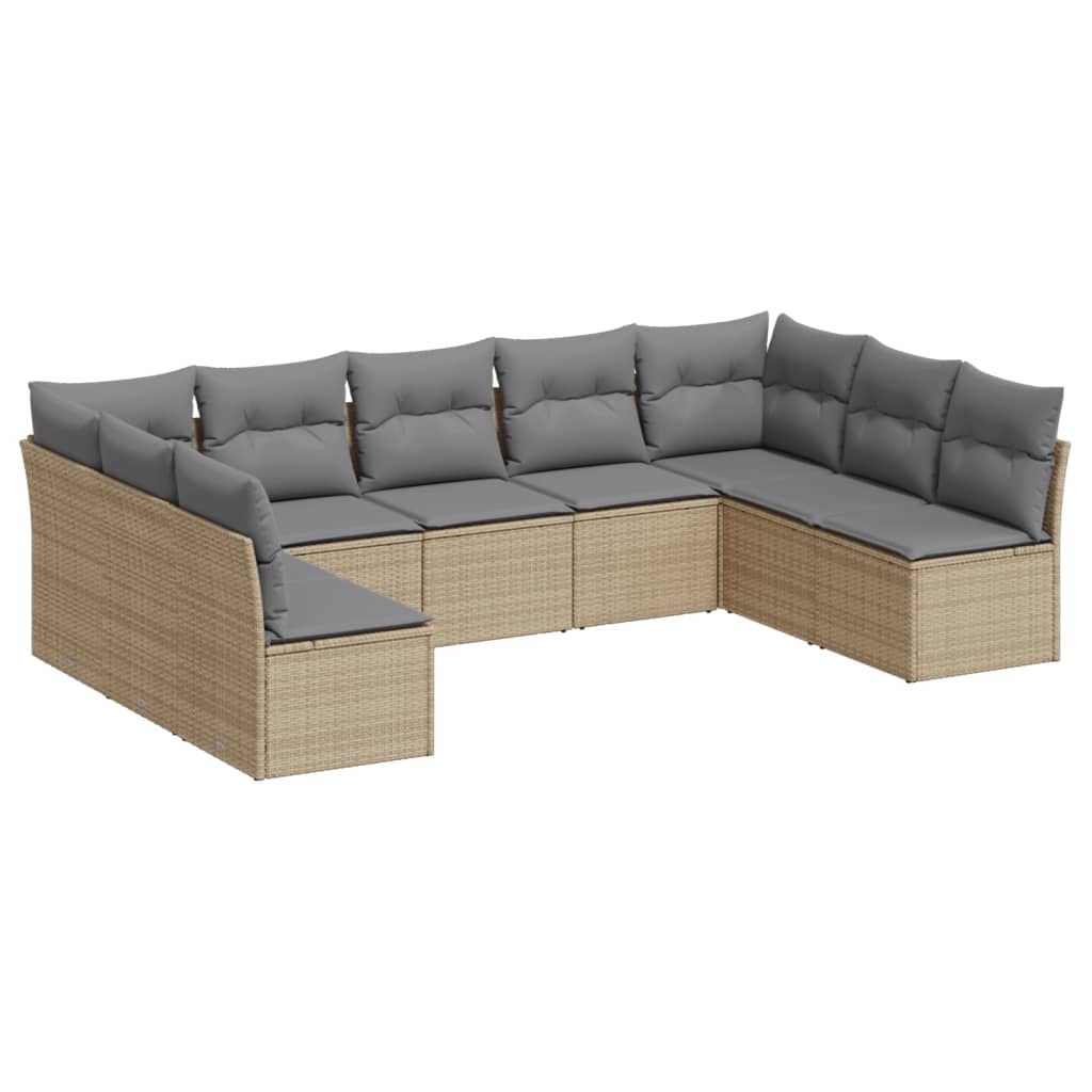 Soffgrupp För Trädgården Med Dynor 9 Delar Beige Konstrotting
