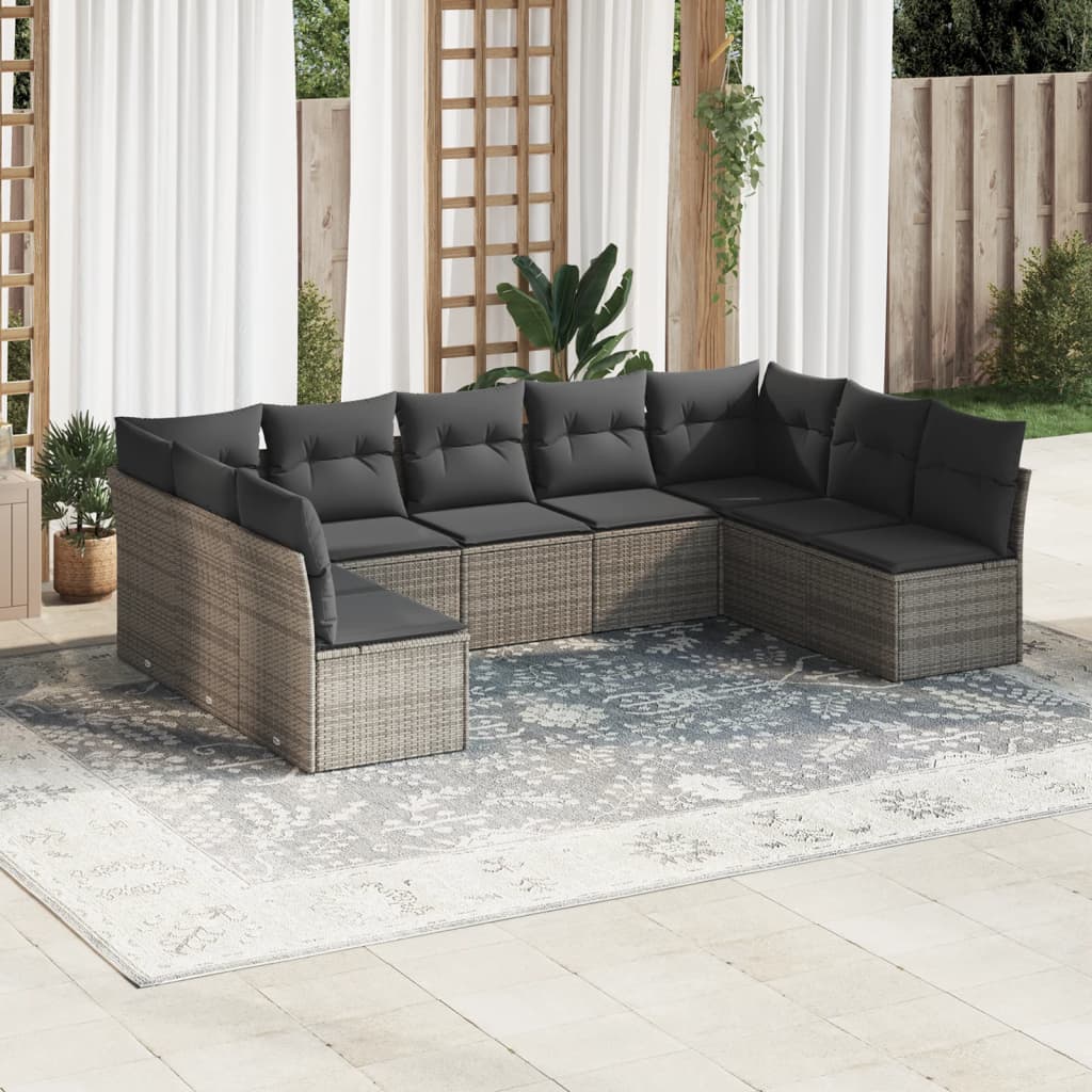 Soffgrupp För Trädgården Med Dynor 9 Delar Beige Konstrotting