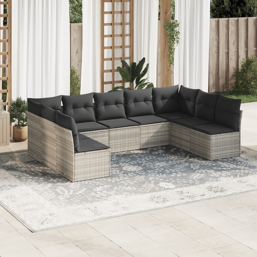 Soffgrupp För Trädgården Med Dynor 9 Delar Beige Konstrotting
