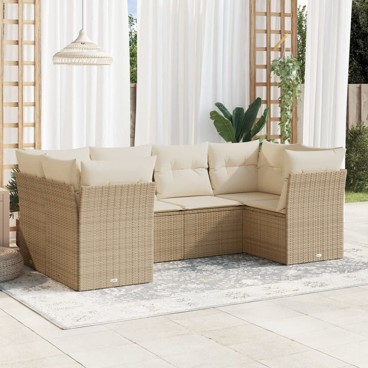 Soffgrupp För Trädgården Med Dynor 6 Delar Beige Konstrotting
