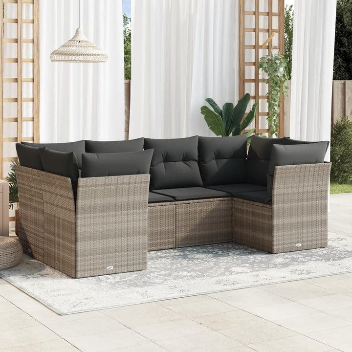Soffgrupp För Trädgården Med Dynor 6 Delar Beige Konstrotting