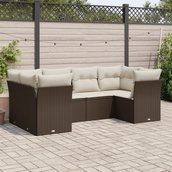Soffgrupp För Trädgården Med Dynor 6 Delar Beige Konstrotting