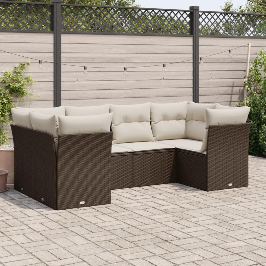 Soffgrupp För Trädgården Med Dynor 6 Delar Beige Konstrotting