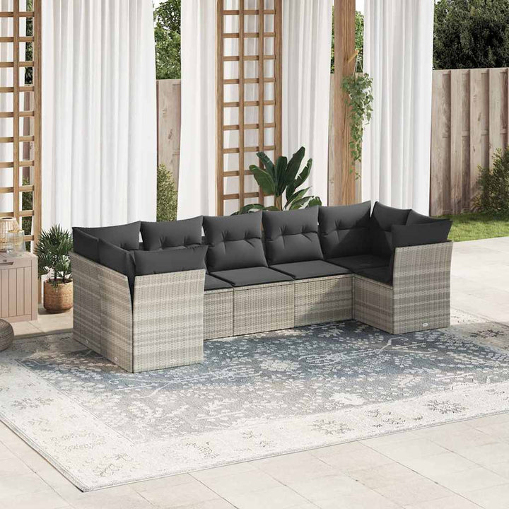 Matgrupp För Trädgården Med Dynor 7 Delar Beige Konstrotting