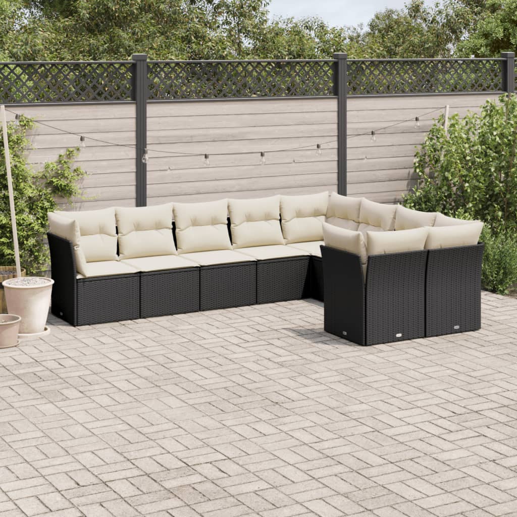 Soffgrupp För Trädgården Med Dynor 9 Delar Beige Konstrotting