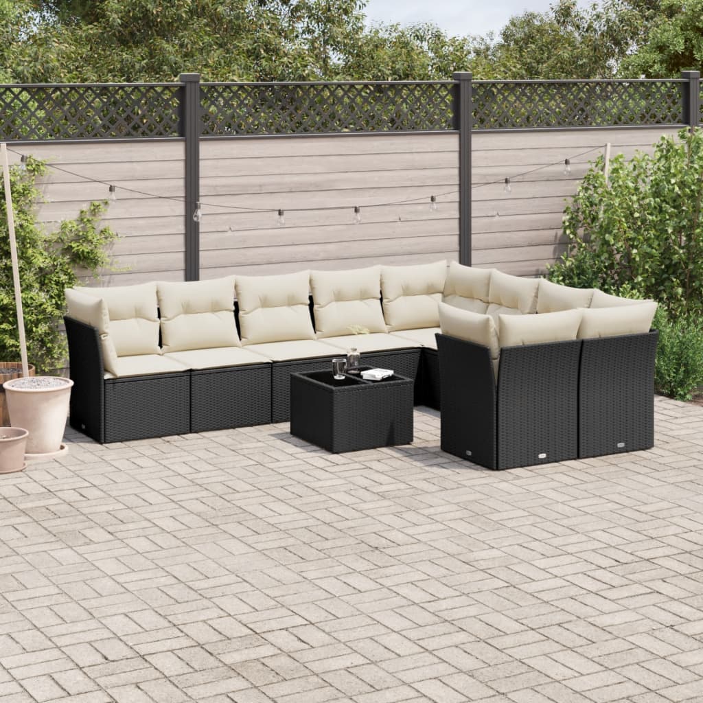 Soffgrupp För Trädgården Med Dynor 9 Delar Beige Konstrotting