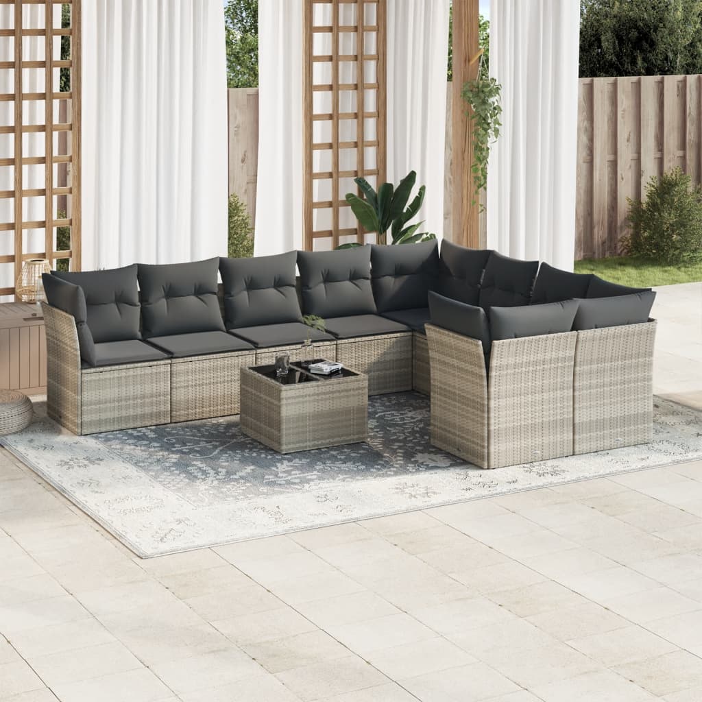 Soffgrupp För Trädgården Med Dynor 9 Delar Beige Konstrotting