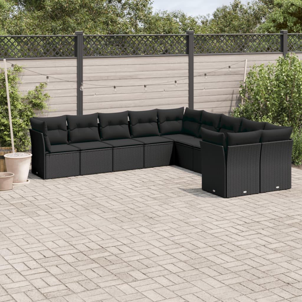 Loungegrupp För Trädgården M. Dynor 11 Delar Beige Konstrotting