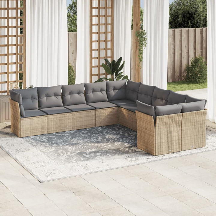 Loungegrupp För Trädgården M. Dynor 11 Delar Beige Konstrotting