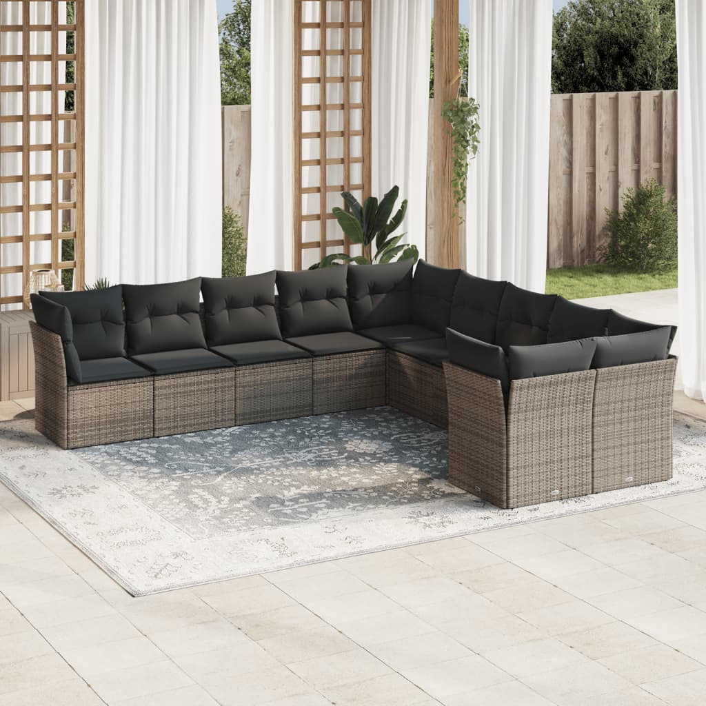 Loungegrupp För Trädgården M. Dynor 11 Delar Beige Konstrotting