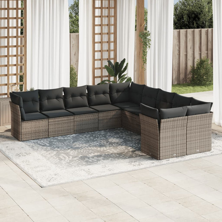 Loungegrupp För Trädgården M. Dynor 11 Delar Beige Konstrotting