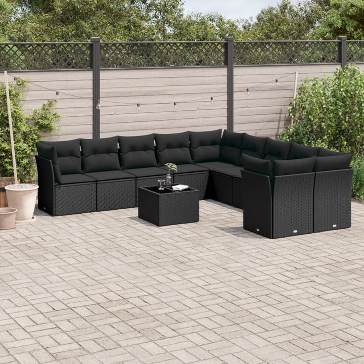 Loungegrupp För Trädgården M. Dynor 11 Delar Beige Konstrotting
