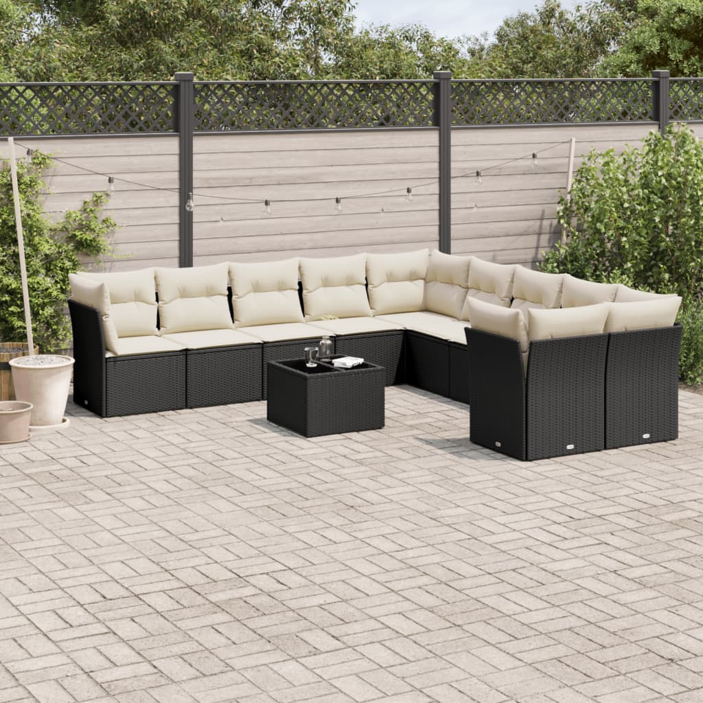 Loungegrupp För Trädgården M. Dynor 11 Delar Beige Konstrotting