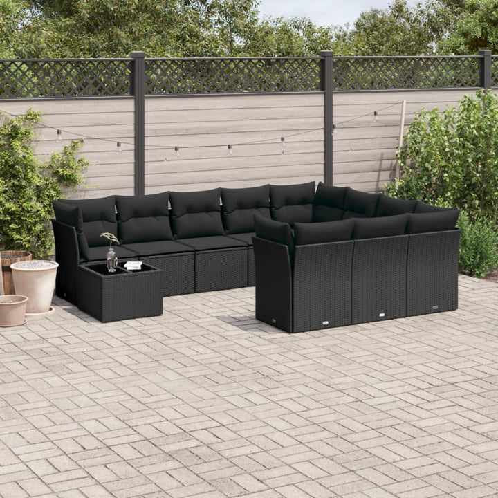 Loungegrupp För Trädgården M. Dynor 11 Delar Beige Konstrotting