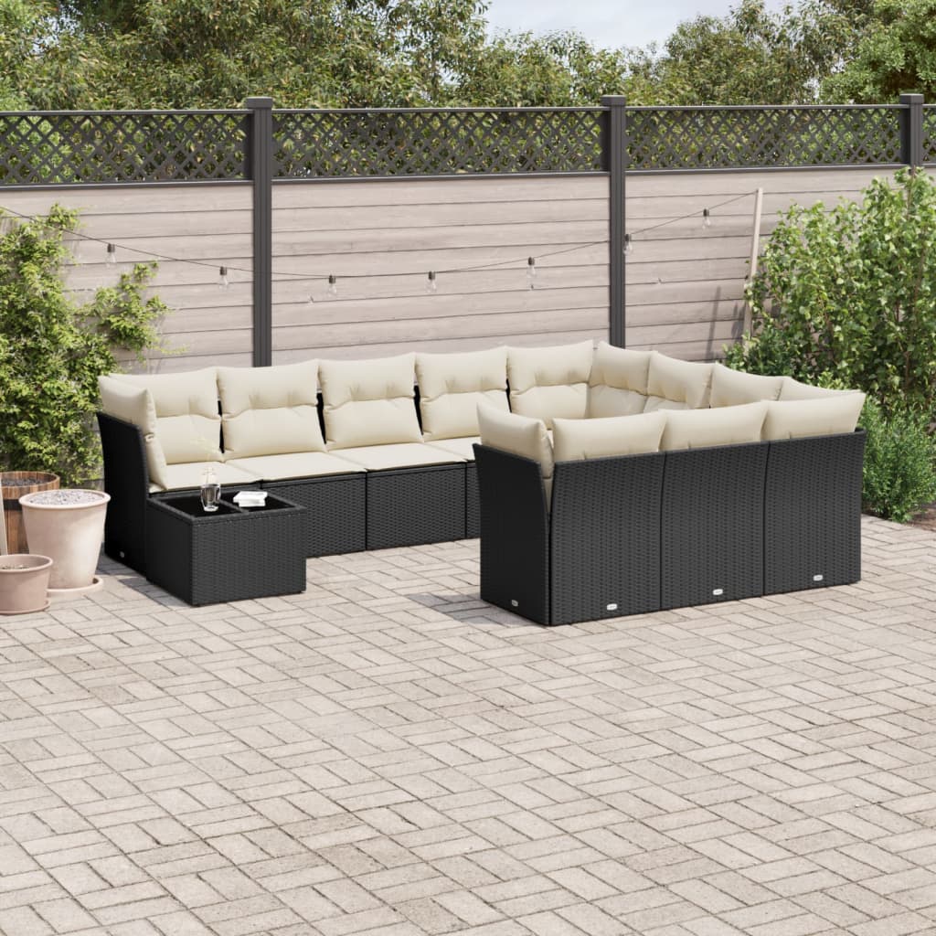 Loungegrupp För Trädgården M. Dynor 11 Delar Beige Konstrotting