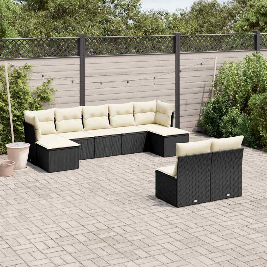 Soffgrupp För Trädgården Med Dynor 9 Delar Beige Konstrotting