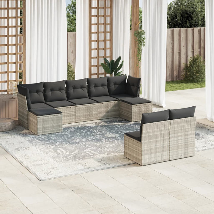 Soffgrupp För Trädgården Med Dynor 9 Delar Beige Konstrotting