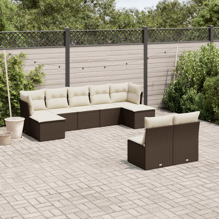 Soffgrupp För Trädgården Med Dynor 9 Delar Beige Konstrotting