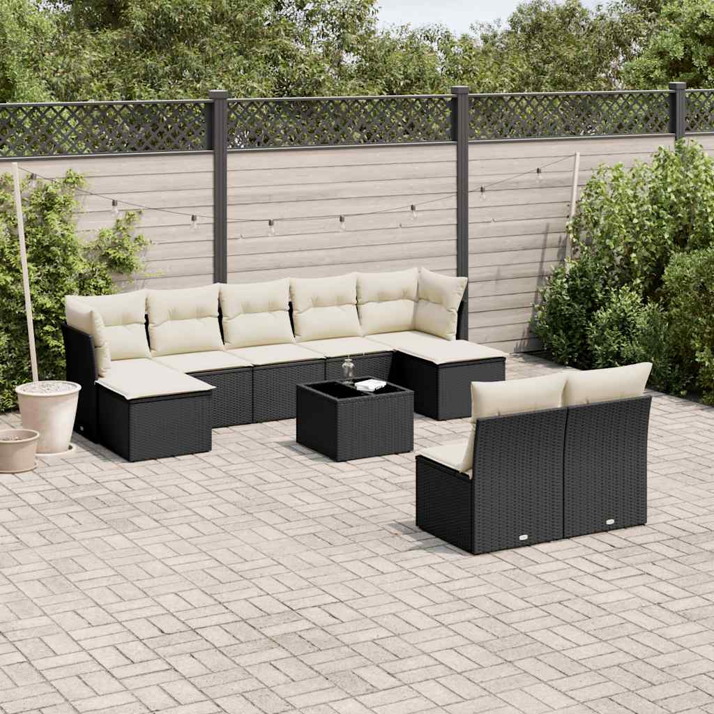 Soffgrupp För Trädgården Med Dynor 9 Delar Beige Konstrotting