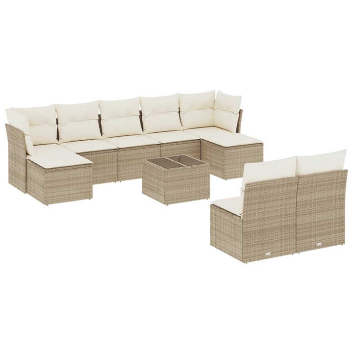 Soffgrupp För Trädgård Med Dynor 10 Delar Beige Konstrotting