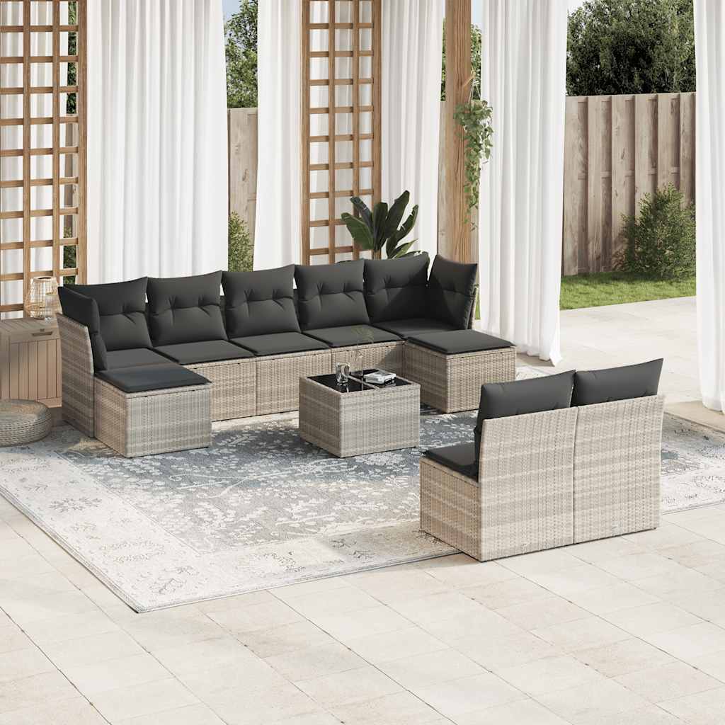 Soffgrupp För Trädgården Med Dynor 9 Delar Beige Konstrotting