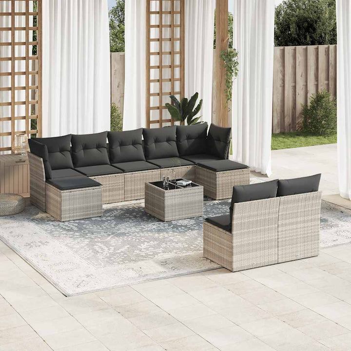 Soffgrupp För Trädgården Med Dynor 9 Delar Beige Konstrotting