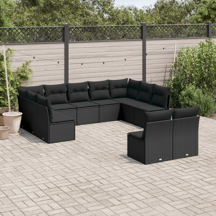 Loungegrupp För Trädgården M. Dynor 11 Delar Beige Konstrotting