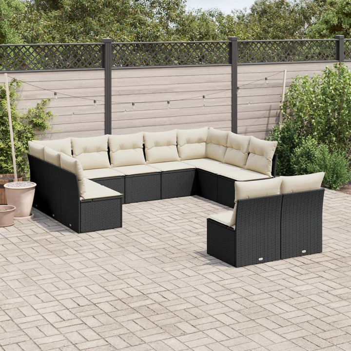 Loungegrupp För Trädgården M. Dynor 11 Delar Beige Konstrotting