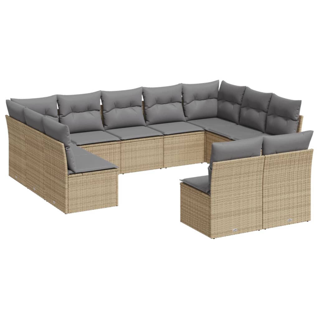 Loungegrupp För Trädgården M. Dynor 11 Delar Beige Konstrotting