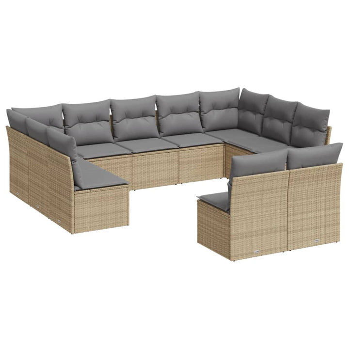 Loungegrupp För Trädgården M. Dynor 11 Delar Beige Konstrotting